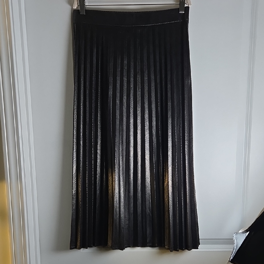 New With Tag Marc New York Faux Leather Black A-Line Pleated Skirt Size S
